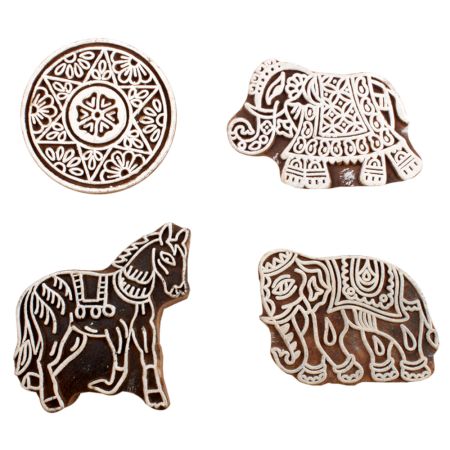 Set of 4 Piece New Mix Wooden Printing Block
